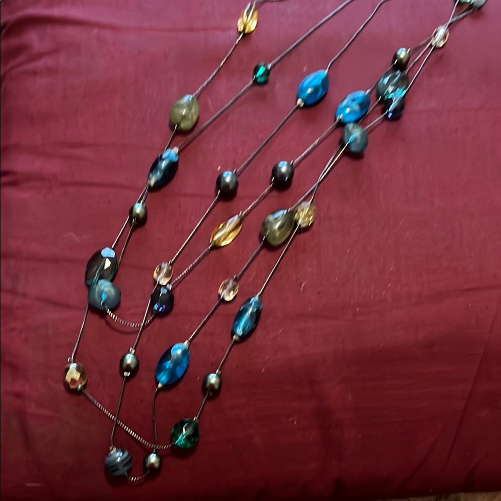 Lia Sophia Blue and Green Multi-Stranded Necklace